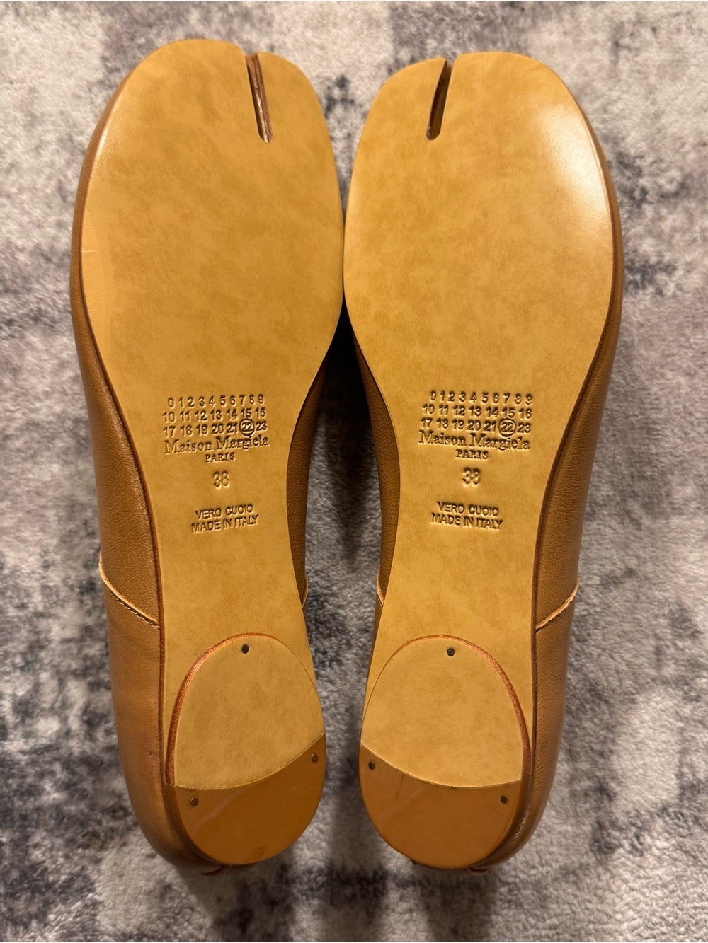 Maison Margiela Tan Tabi Leather Ballet Flats Women's Size EU 38 US 8 - Picture 7 of 8